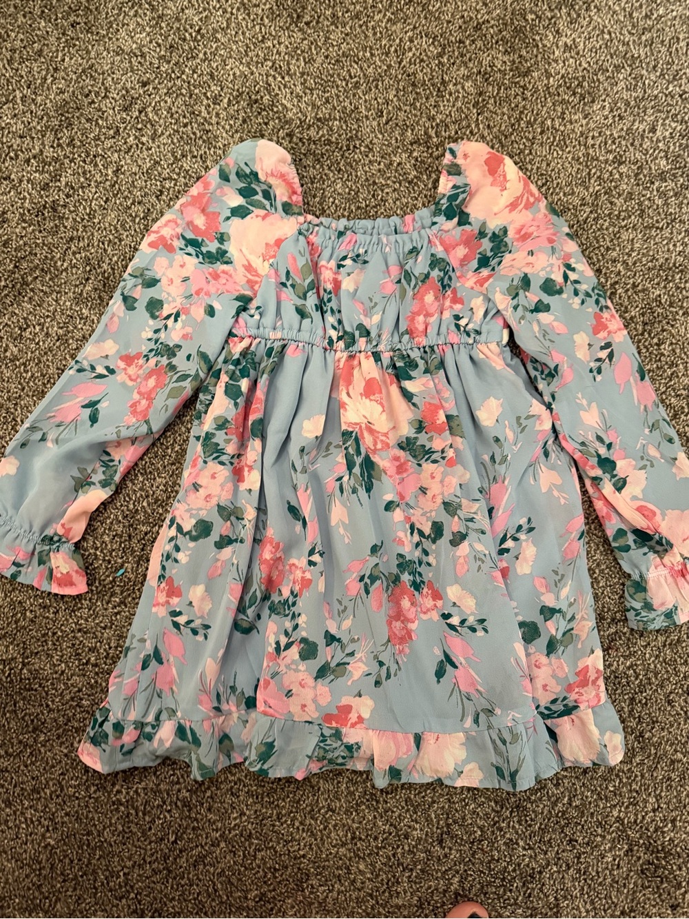 The Children's Place Light Blue Floral Ruffle-Hem Dress